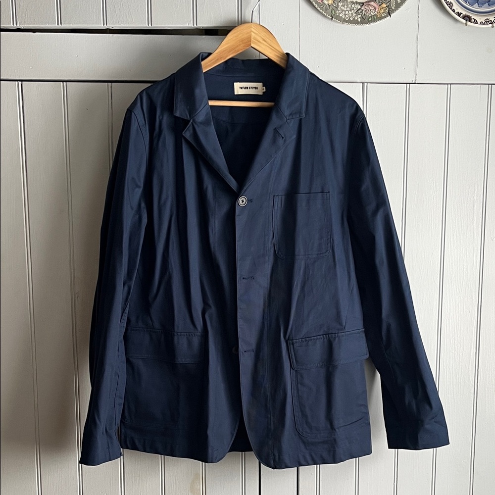 Taylor Stitch Gibson Jacket — Size 44 XL Dark Blue Travel Blazer